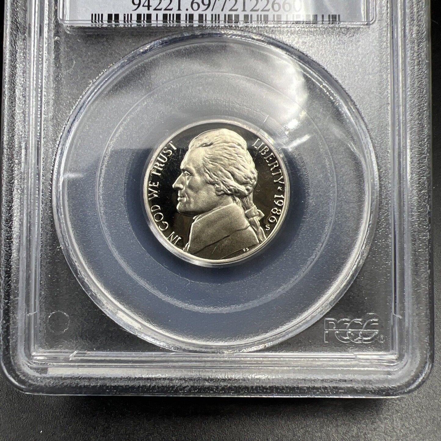 1986 S 5c Jefferson Nickel PCGS PR69 Gem Proof Certified #660