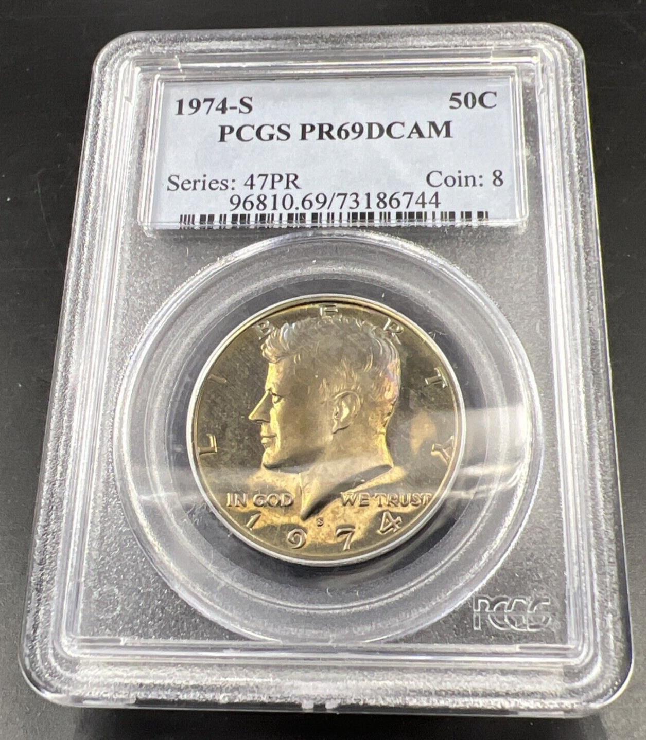 Purple Hair Toner 1974 S Clad Kennedy Proof Half Dollar Coin PCGS PR69 Dcam #744