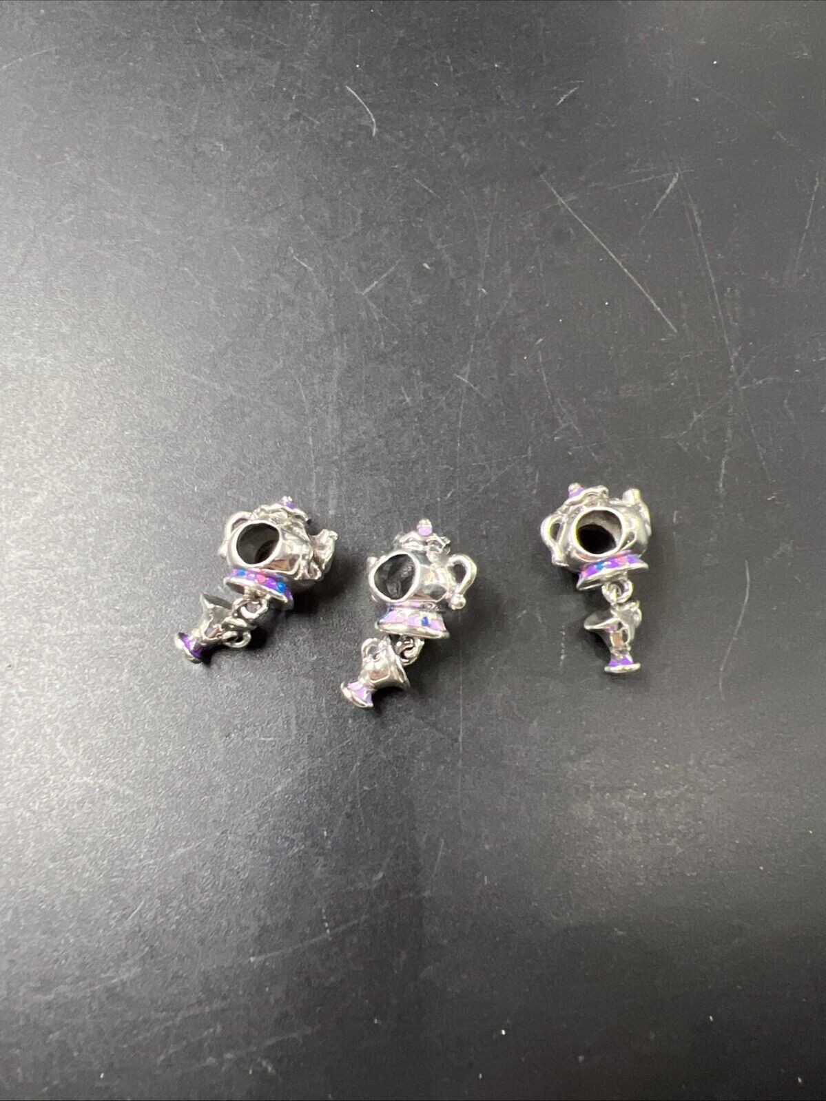 Lot of 3 Pandora Disney Mrs. Potts Beauty and the Beast Charms Bead Charm