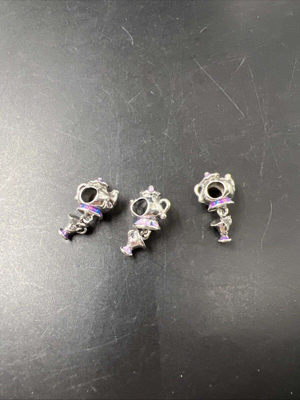 Lot of 3 Pandora Disney Mrs. Potts Beauty and the Beast Charms Bead Charm