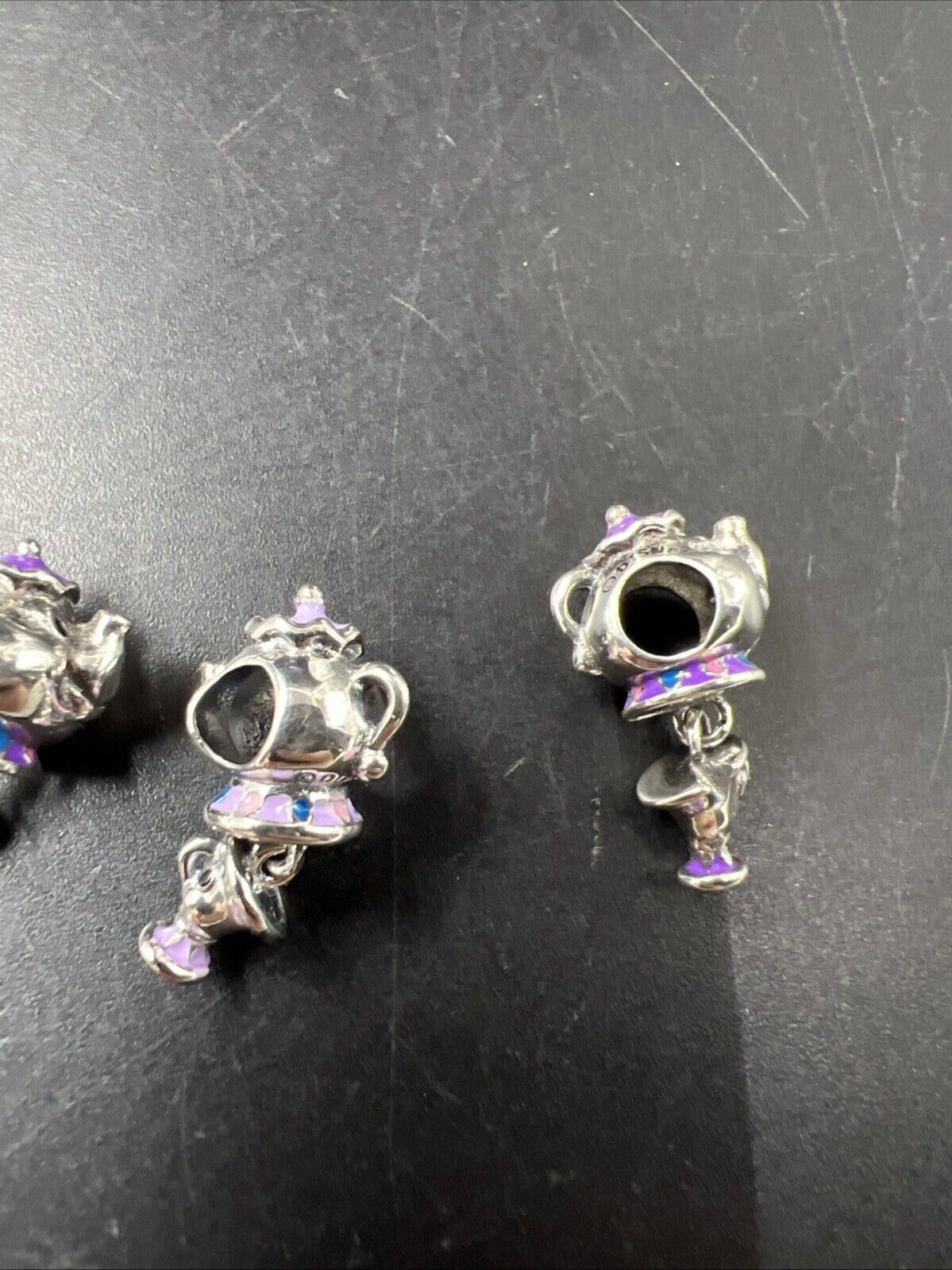 Lot of 3 Pandora Disney Mrs. Potts Beauty and the Beast Charms Bead Charm