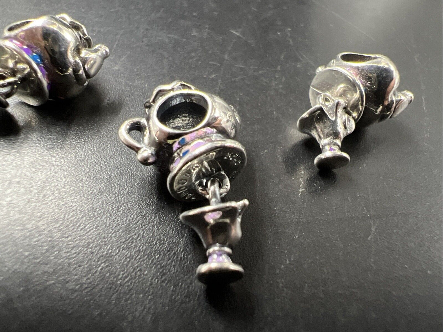 Lot of 3 Pandora Disney Mrs. Potts Beauty and the Beast Charms Bead Charm