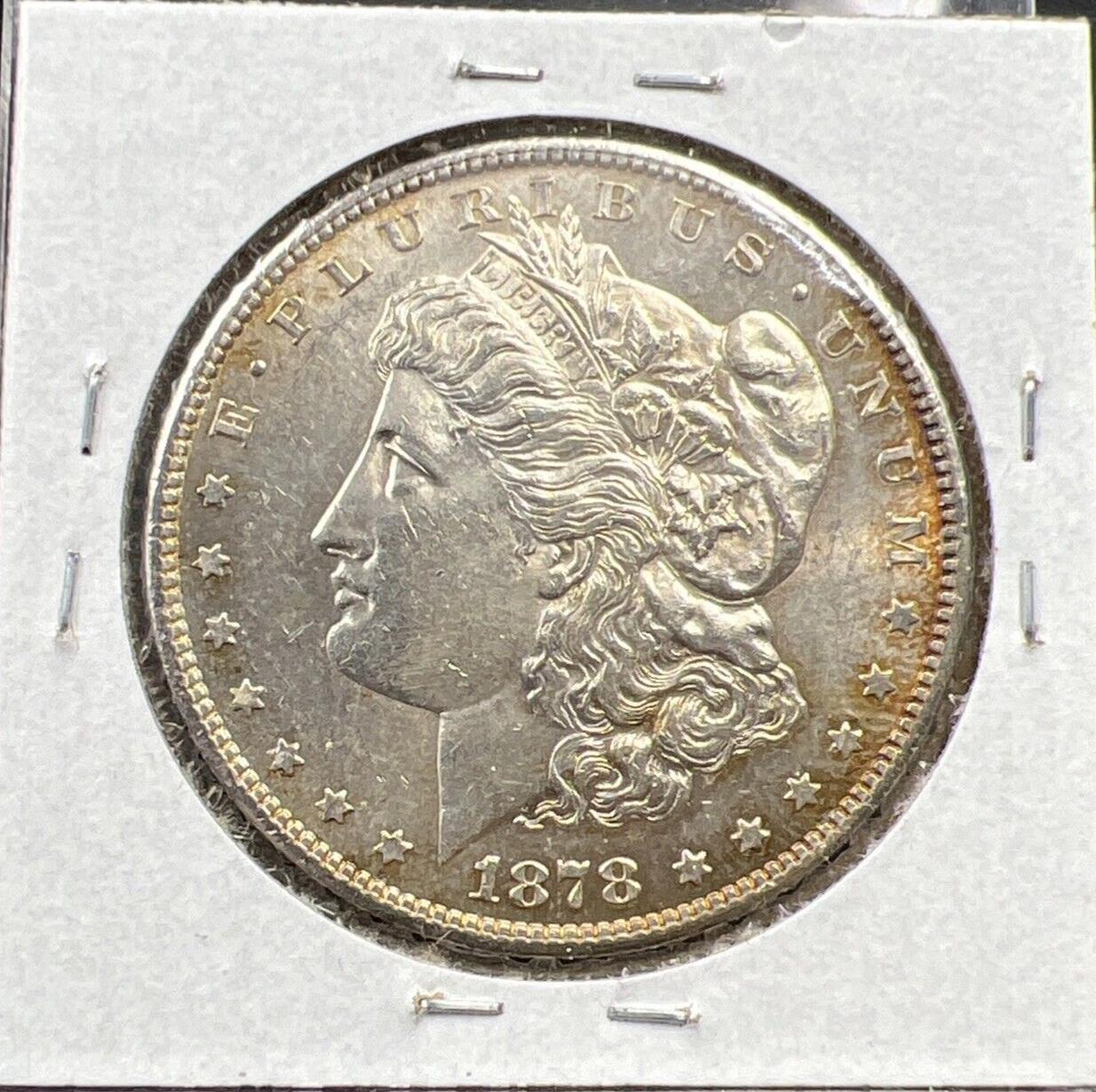 1878 S $1 Morgan Silver Dollar Coin UNC Uncirculated Nice Toning Toner