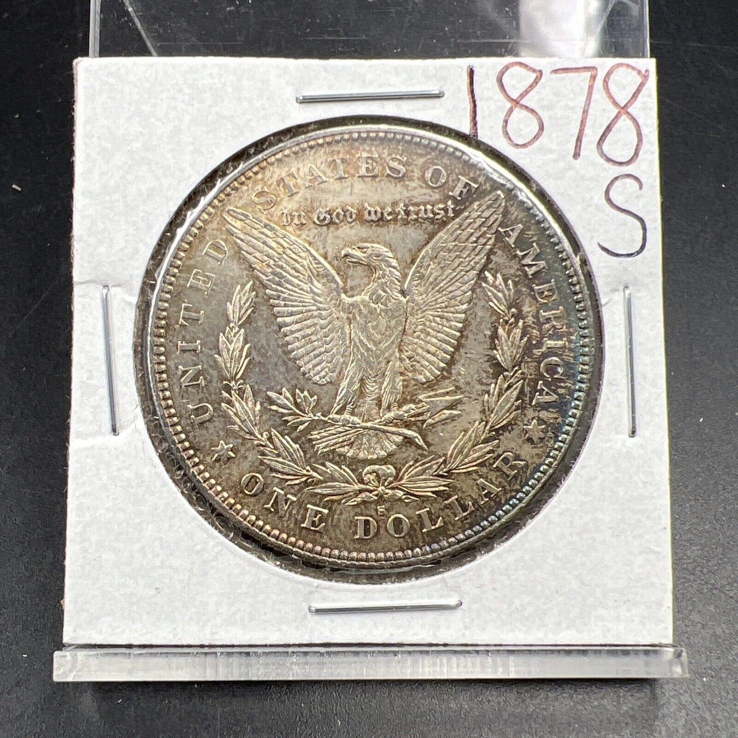 1878 S $1 Morgan Silver Dollar Coin UNC Uncirculated Nice Toning Toner