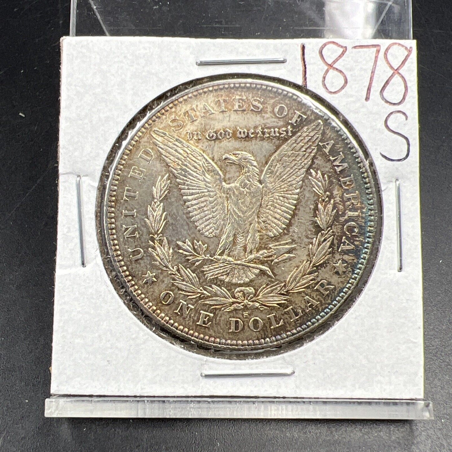 1878 S $1 Morgan Silver Dollar Coin UNC Uncirculated Nice Toning Toner