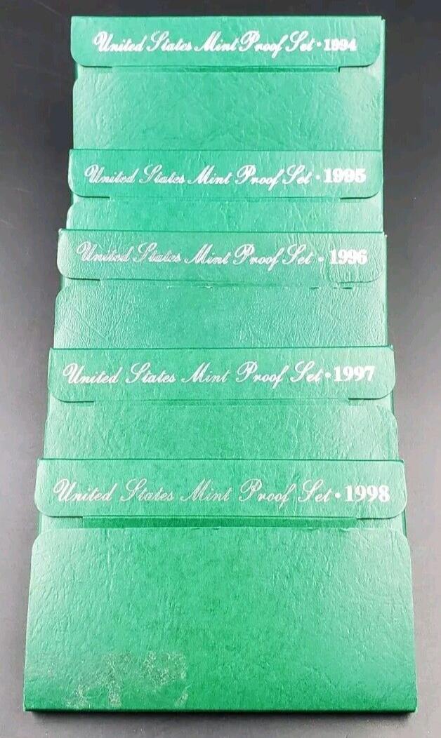 5 Set US OGP Clad Proof Set Lot Collection 1994 - 1998 S - 5 Total sets 25 Coins