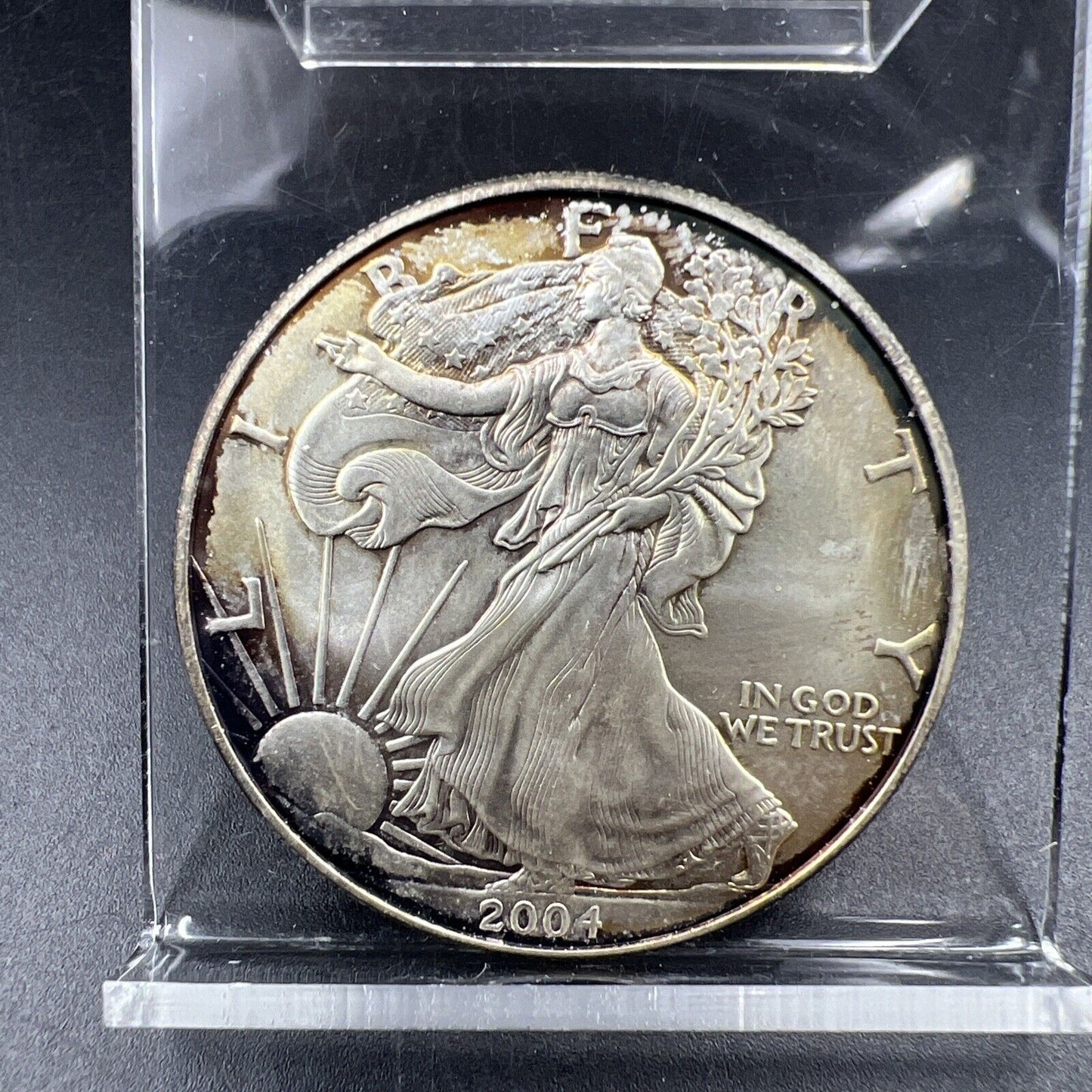 2004 1 Oz ASE American Silver Eagle Coin Choice BU UNC Neat Nice Toning Toner