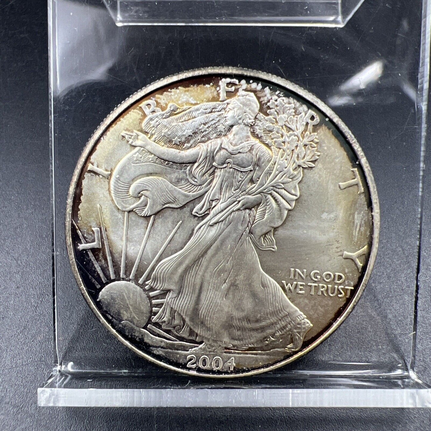 2004 1 Oz ASE American Silver Eagle Coin Choice BU UNC Neat Nice Toning Toner