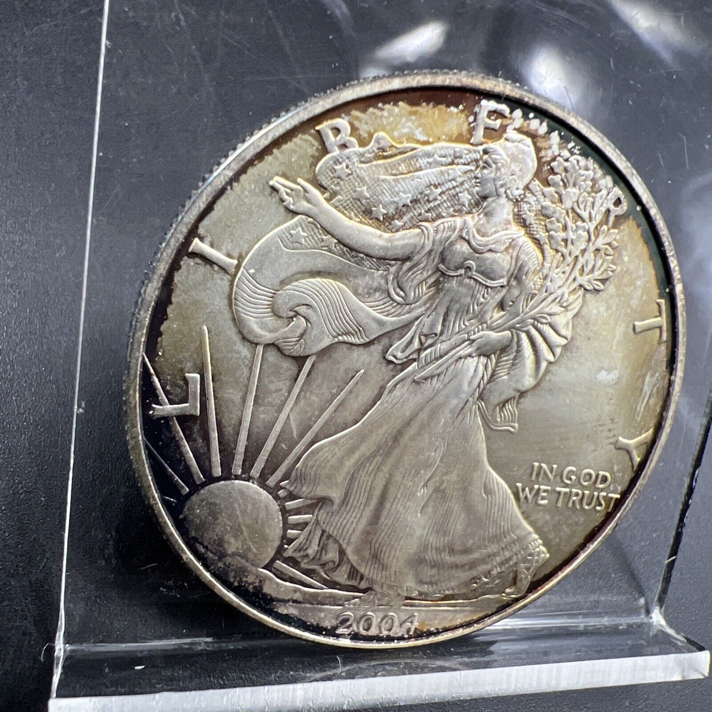 2004 1 Oz ASE American Silver Eagle Coin Choice BU UNC Neat Nice Toning Toner