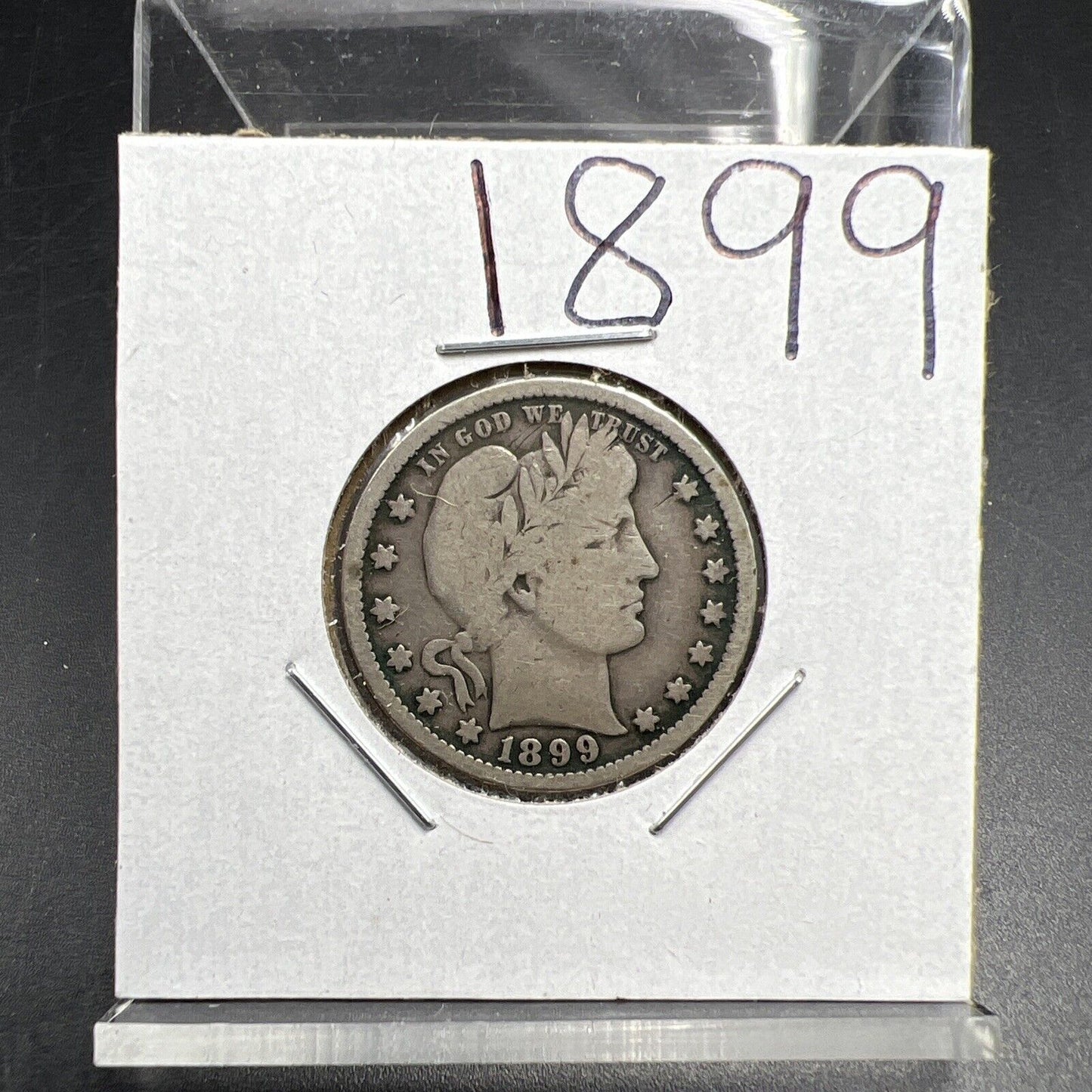 1899 P Barber Silver Quarter Coin Choice VG Very Good Circulated