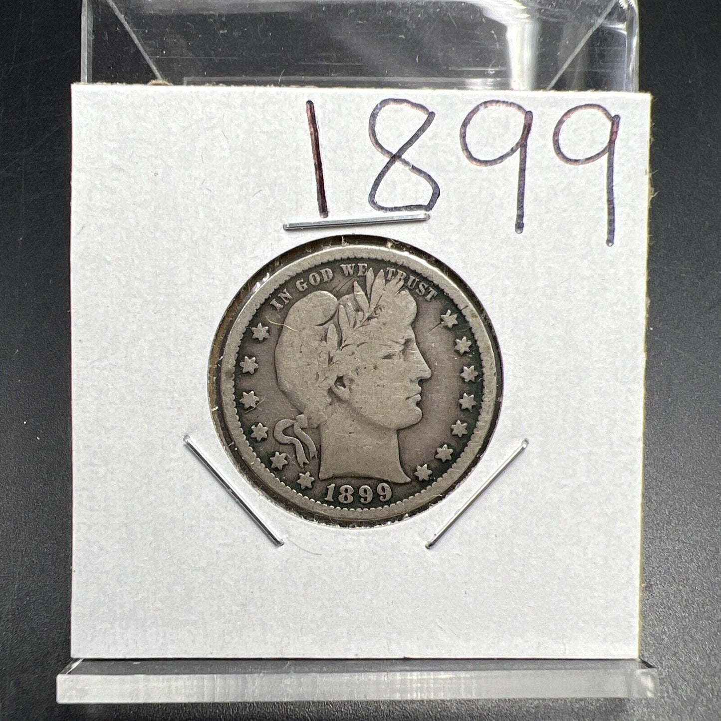 1899 P Barber Silver Quarter Coin Choice VG Very Good Circulated