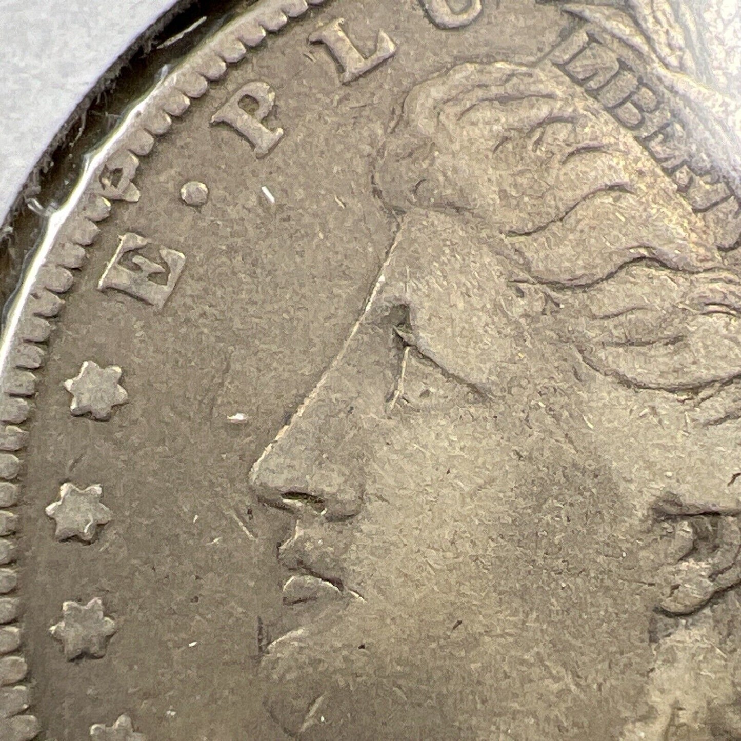 1887 P $1 Morgan Silver Dollar Coin VAM 12A Alligator Eye & Clash Variety Fine