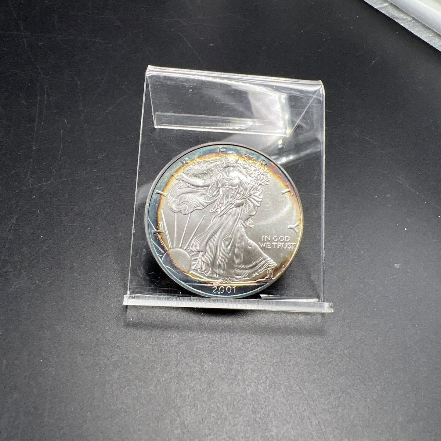 2001 1 Oz ASE American Silver Eagle Coin Gem BU UNC PQ Toning Toner Obverse