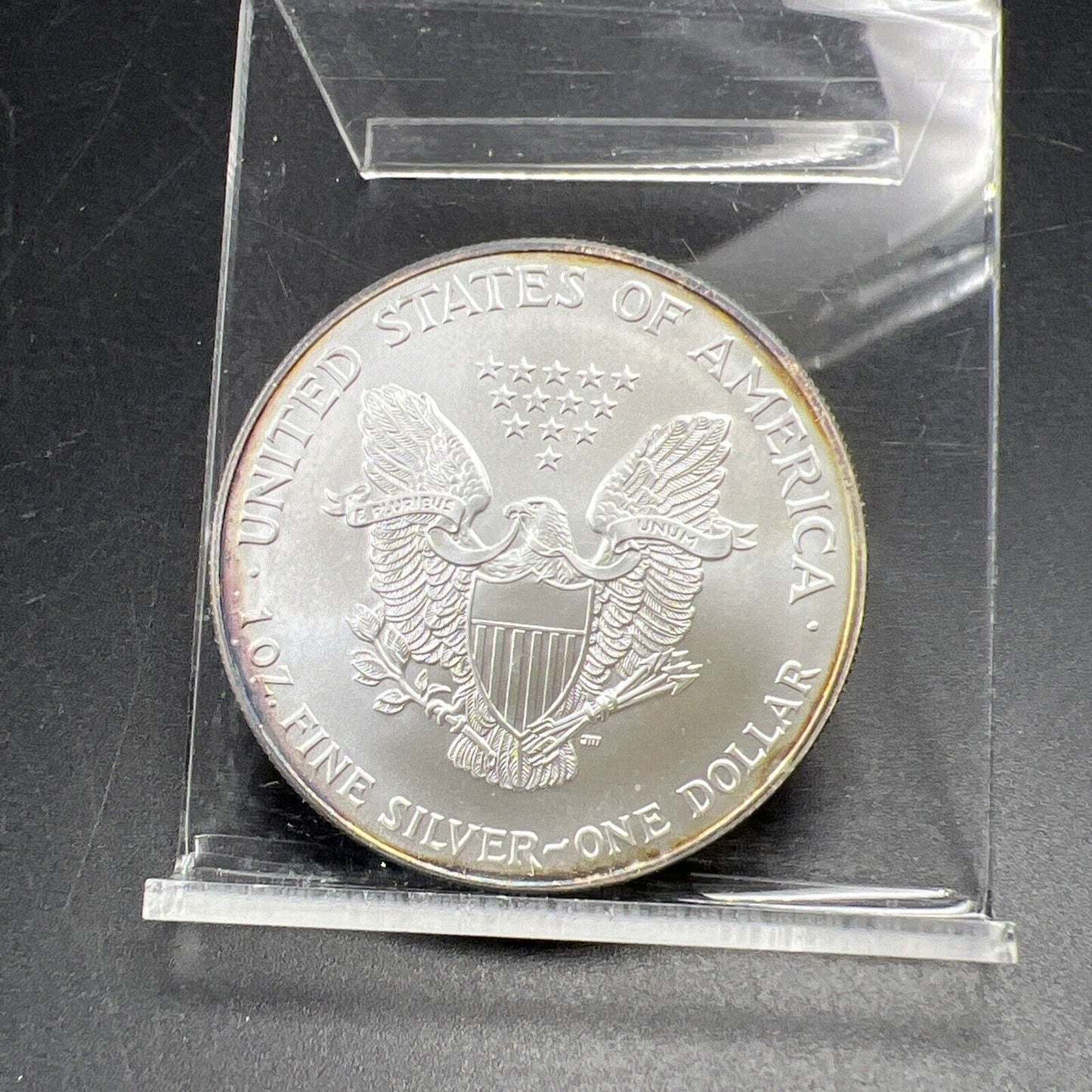 2001 1 Oz ASE American Silver Eagle Coin Gem BU UNC PQ Toning Toner Obverse