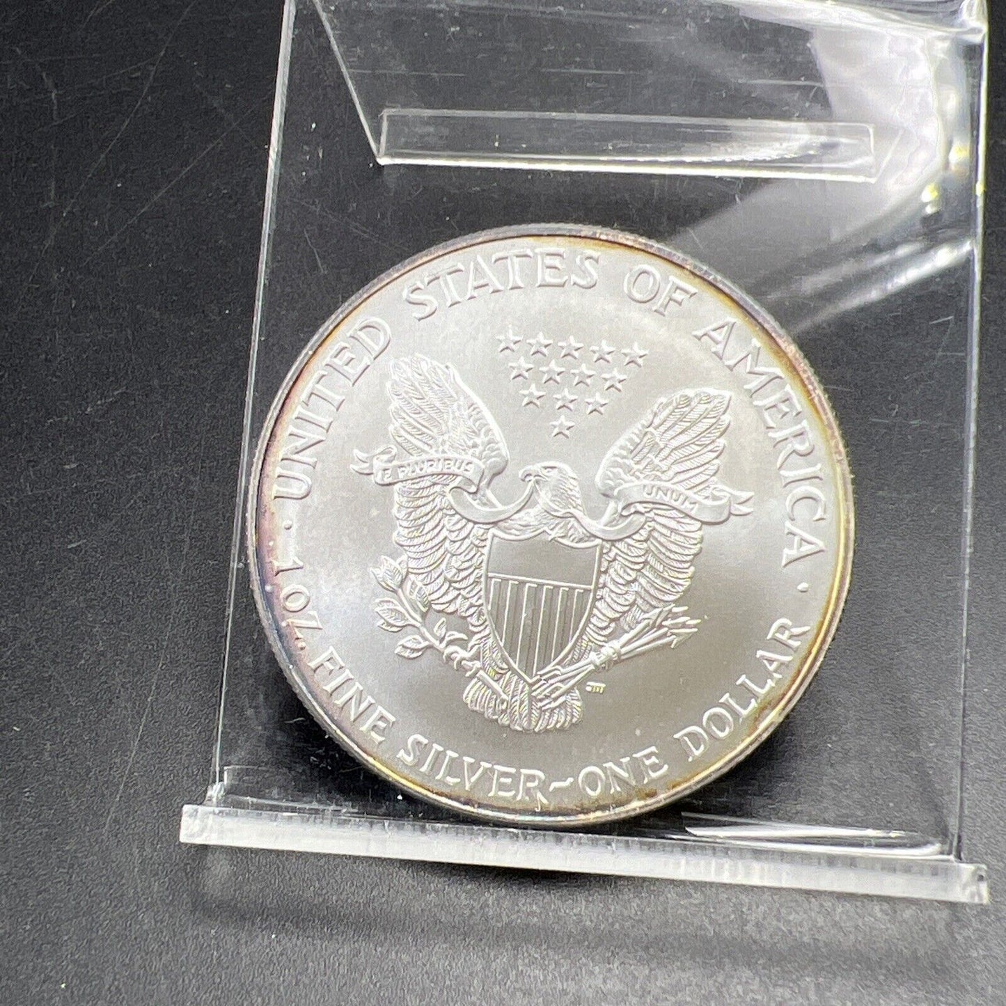 2001 1 Oz ASE American Silver Eagle Coin Gem BU UNC PQ Toning Toner Obverse
