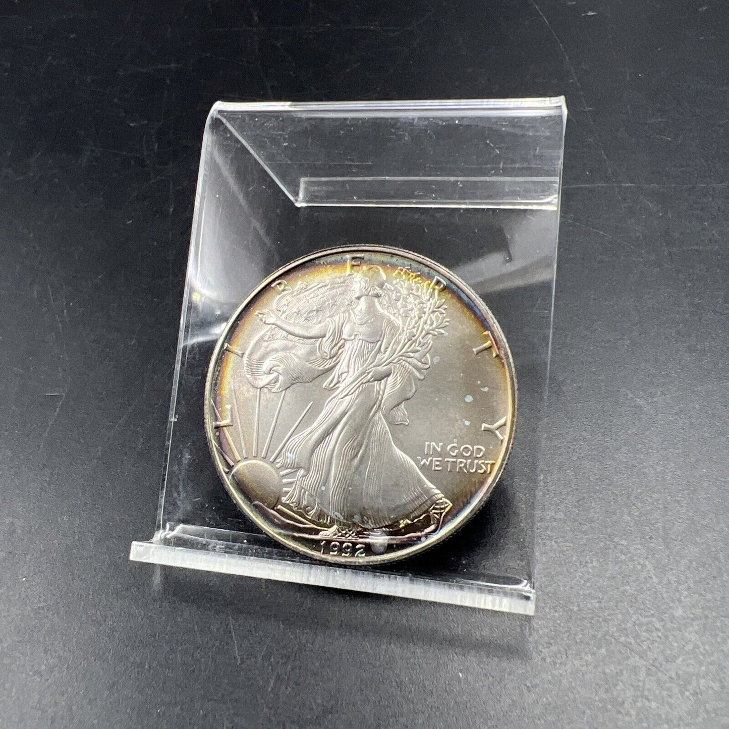 1992 1 Oz ASE American Silver Eagle Coin Gem BU UNC Neat Nice Toning Toner