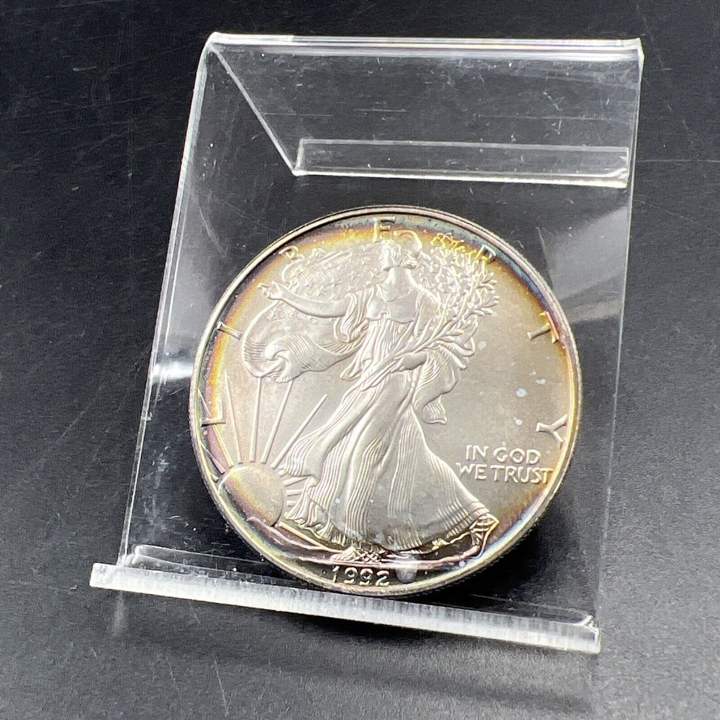 1992 1 Oz ASE American Silver Eagle Coin Gem BU UNC Neat Nice Toning Toner