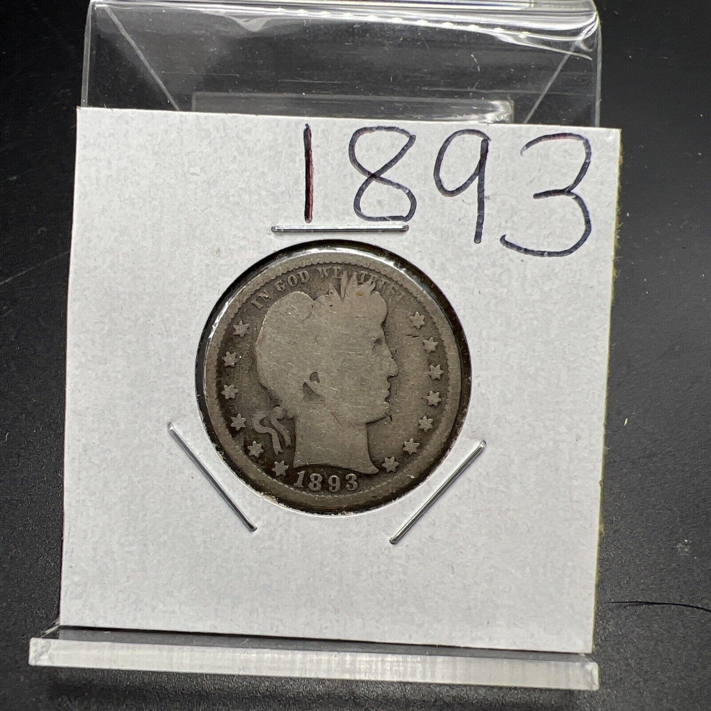 1893 P Barber Silver Quarter Coin Choice Good / VG Circ