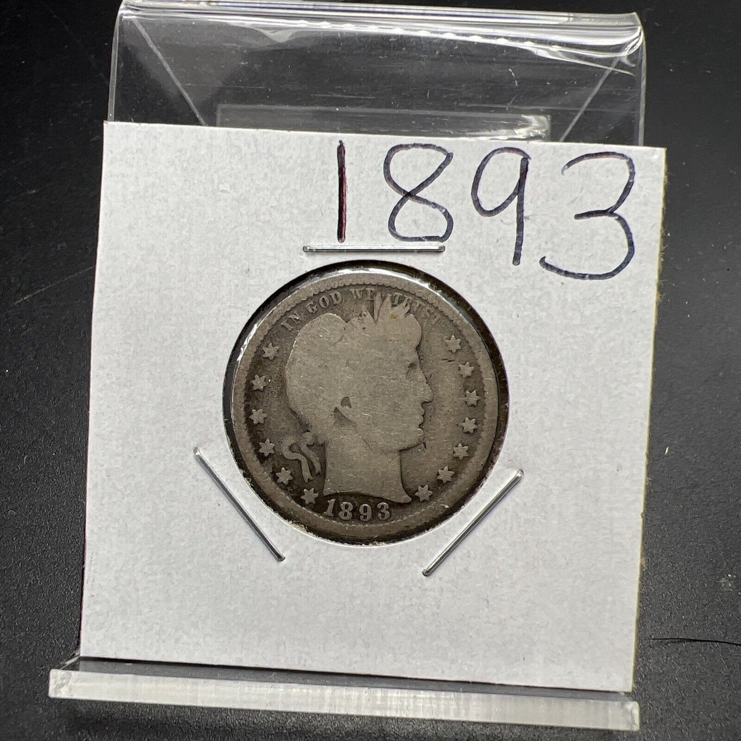 1893 P Barber Silver Quarter Coin Choice Good / VG Circ