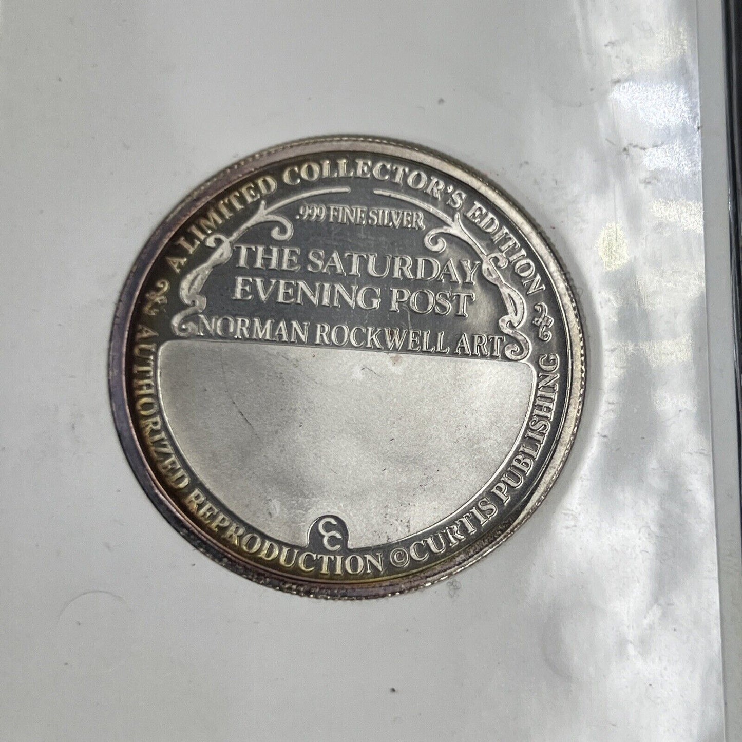 1999 Norman Rockwell Art Christmas 20 Grams .999 Fine Silver Round CH Proof