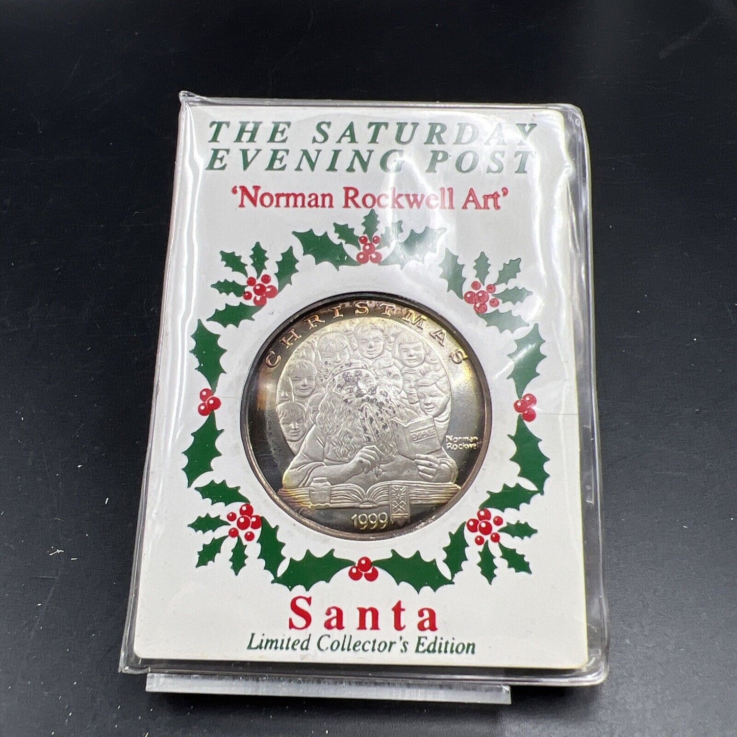 1999 Norman Rockwell Art Christmas 20 Grams .999 Fine Silver Round CH Proof