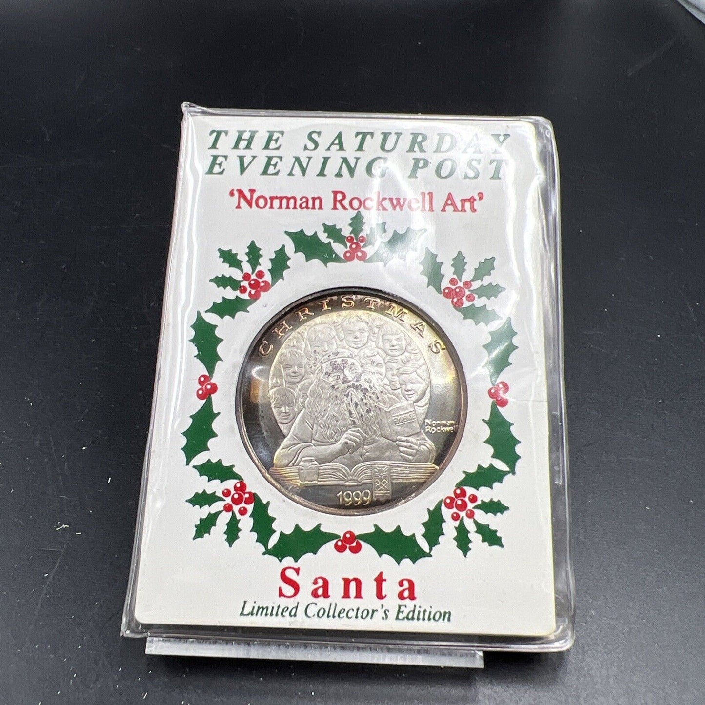 1999 Norman Rockwell Art Christmas 20 Grams .999 Fine Silver Round CH Proof