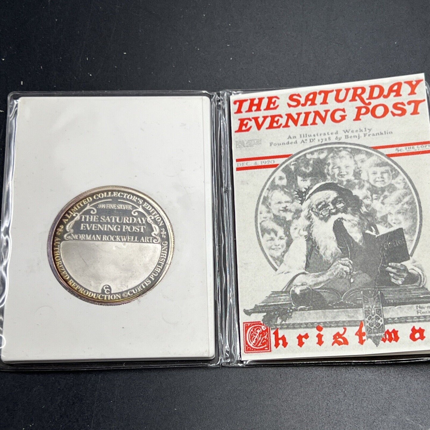 1999 Norman Rockwell Art Christmas 20 Grams .999 Fine Silver Round CH Proof