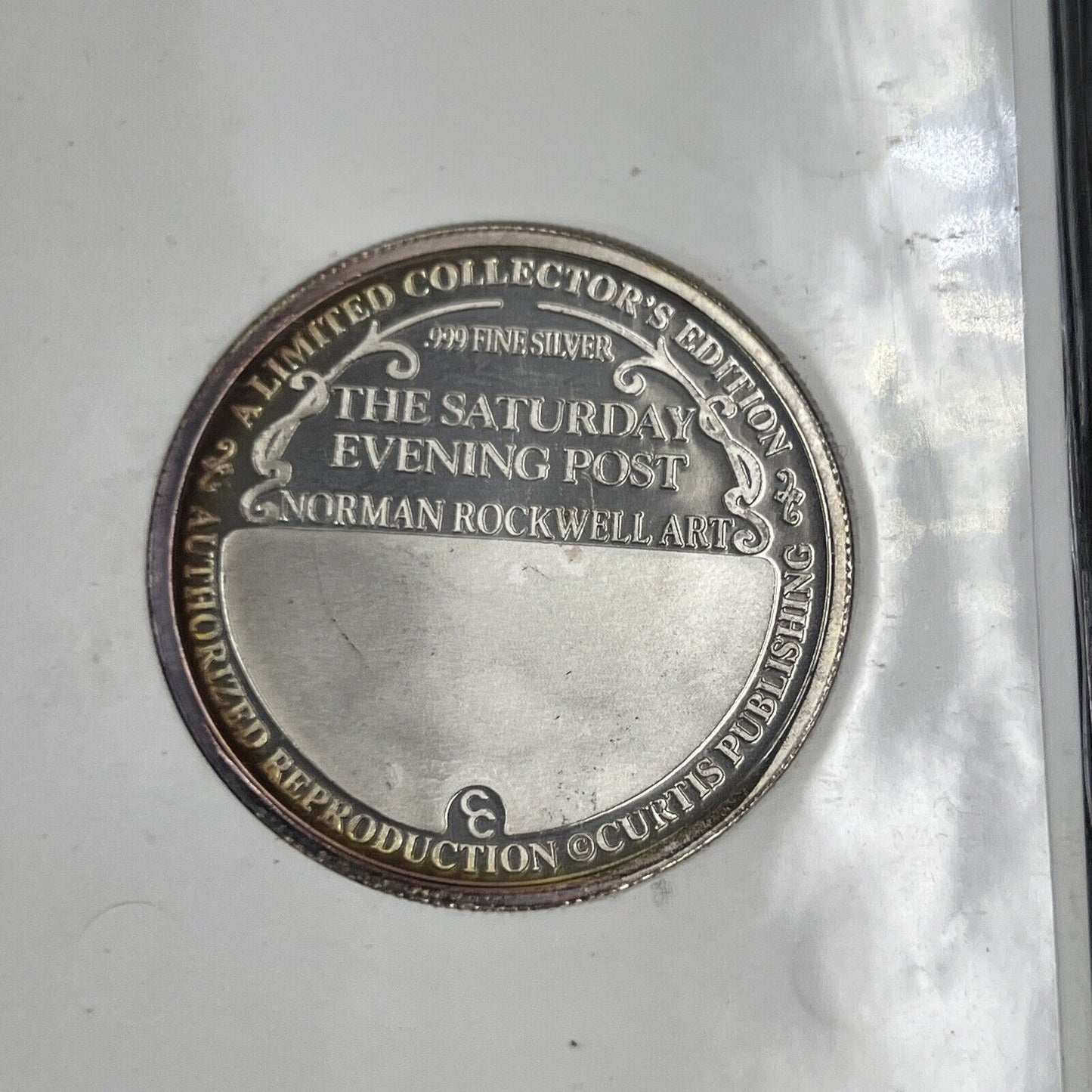 1999 Norman Rockwell Art Christmas 20 Grams .999 Fine Silver Round CH Proof