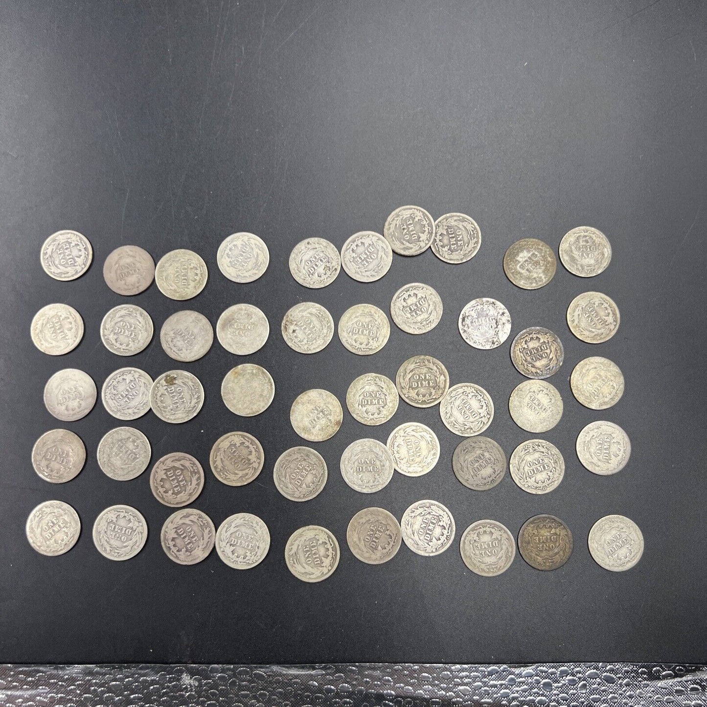 Barber 90% Silver Dimes 50 Coin Cull / AG / G - Very Circ 50 coin Roll #A