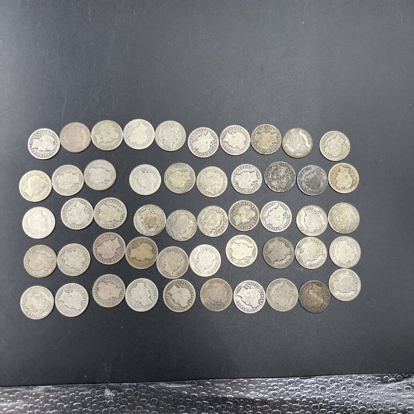Barber 90% Silver Dimes 50 Coin Cull / AG / G - Very Circ 50 coin Roll #A