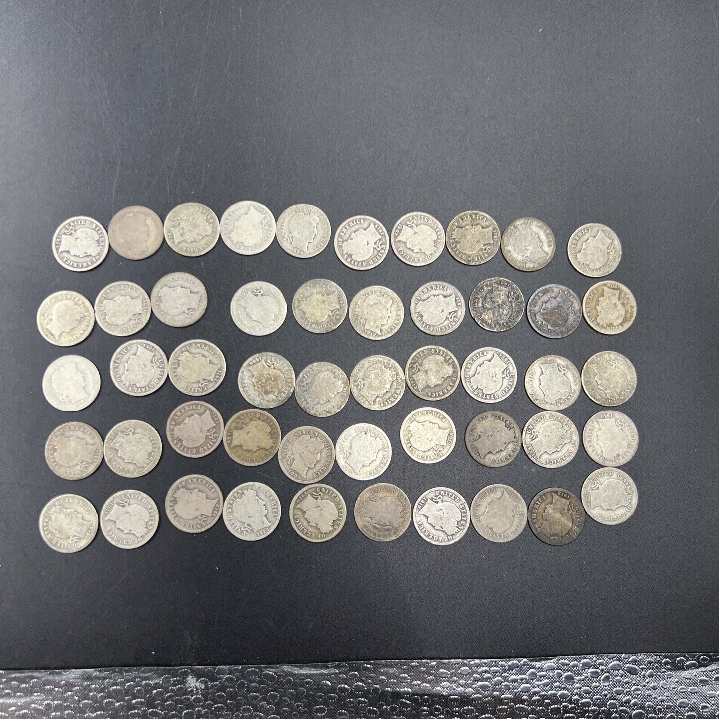 Barber 90% Silver Dimes 50 Coin Cull / AG / G - Very Circ 50 coin Roll #A