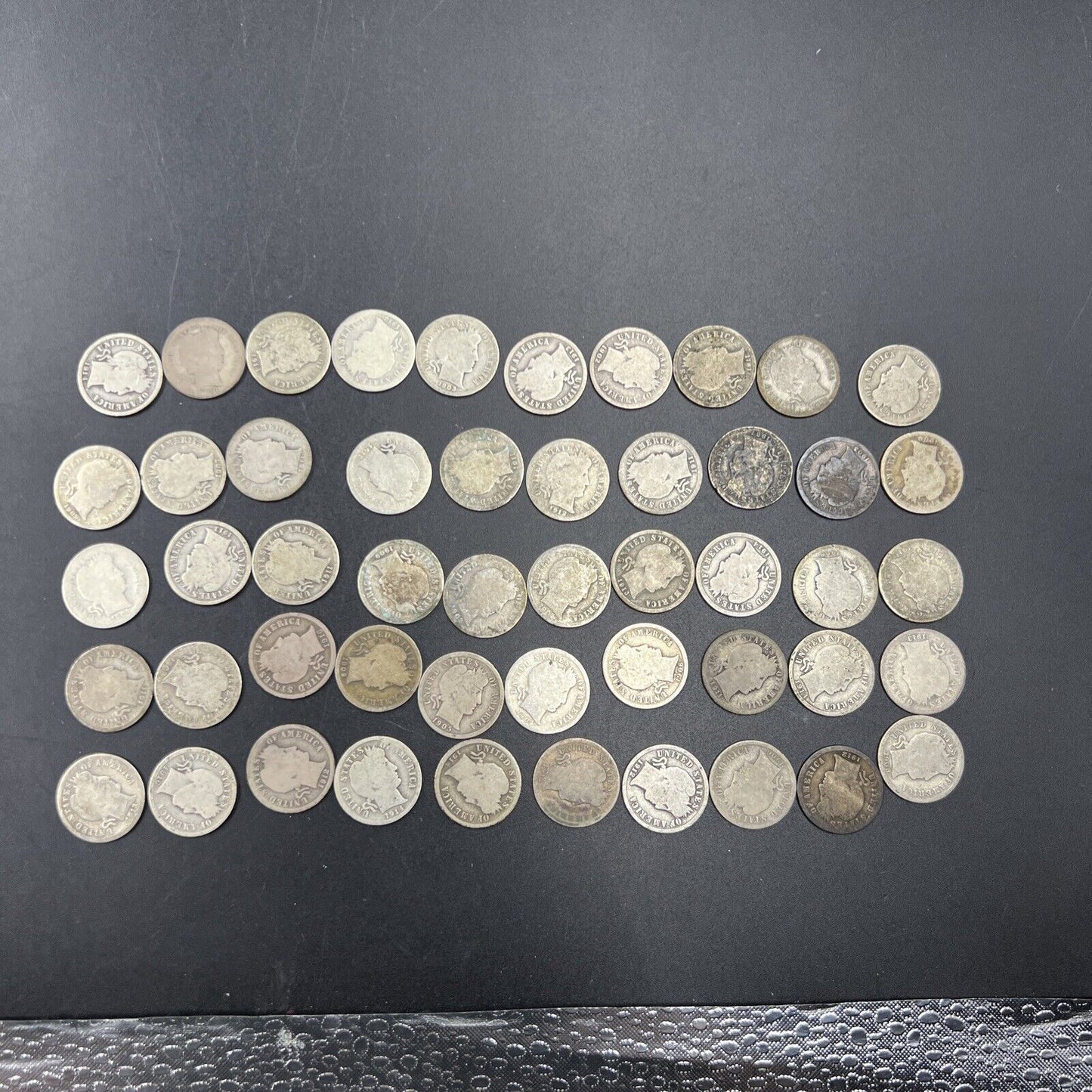 Barber 90% Silver Dimes 50 Coin Cull / AG / G - Very Circ 50 coin Roll #A