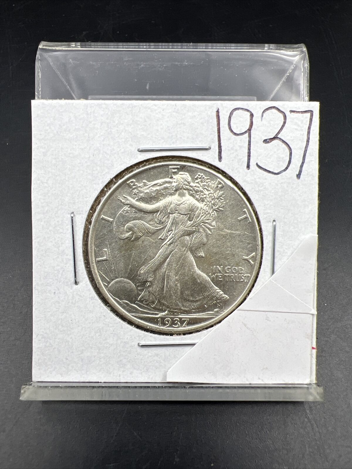 1937 P 50c Walking Liberty Silver Half Dollar UNC Details OBV Scratch