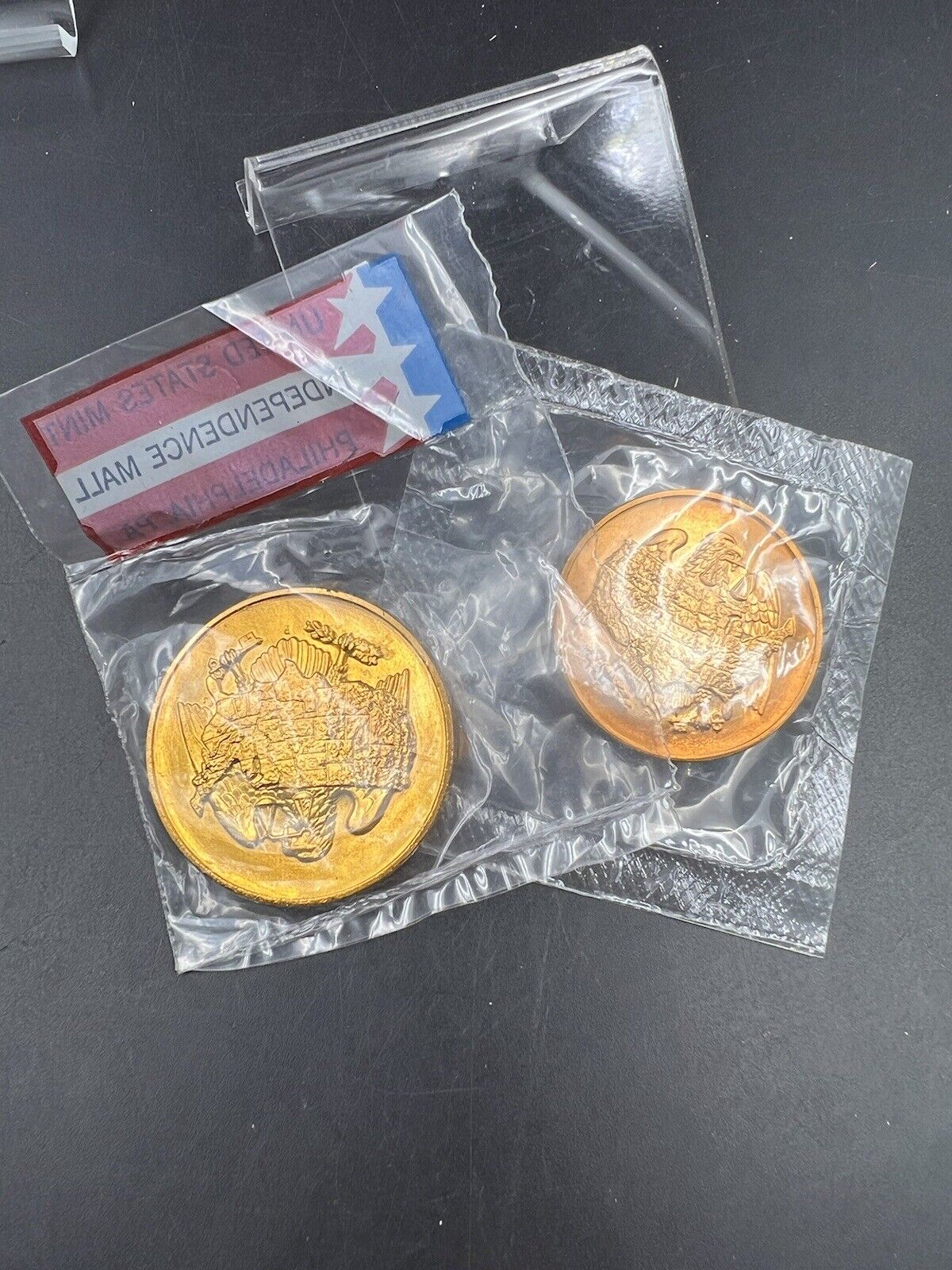 Lot of Two Medals - Philadelphia Mint & Independence Hall Bicentennial CH UNC