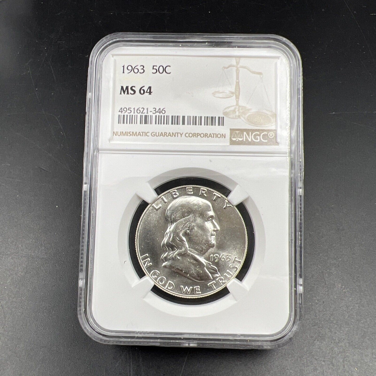 1963 P US Franklin Silver Half Dollar Coin NGC MS64 Choice BU Certified #346