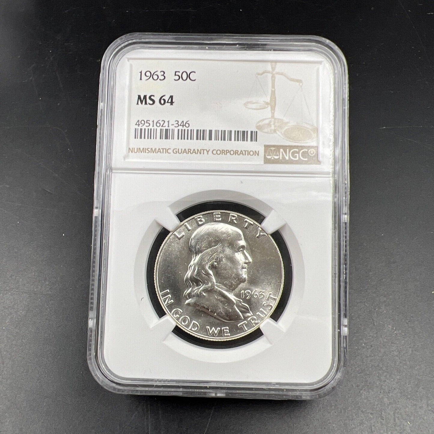 1963 P US Franklin Silver Half Dollar Coin NGC MS64 Choice BU Certified #346