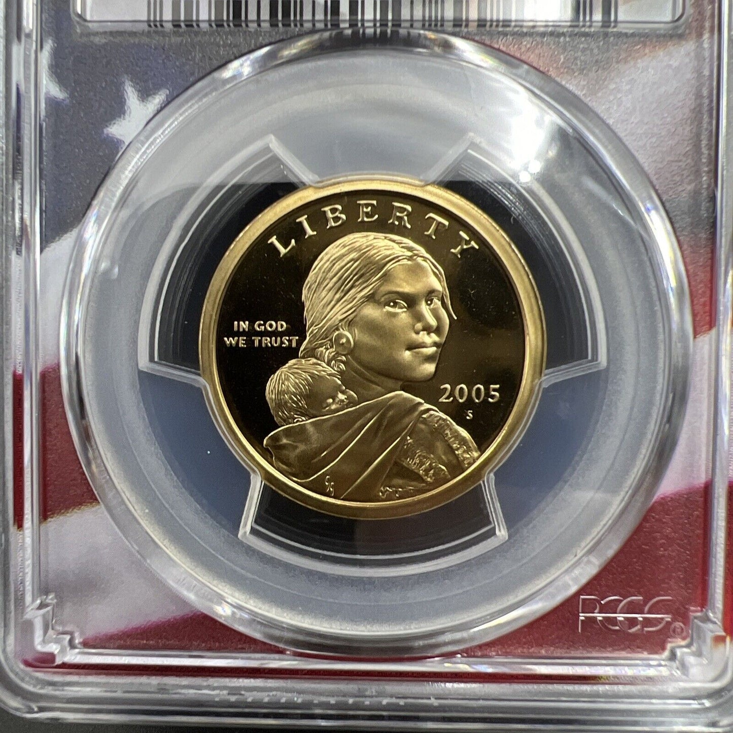 2005 S Sacagawea Native Dollar PCGS PR69 DCAM USA Flag Holder