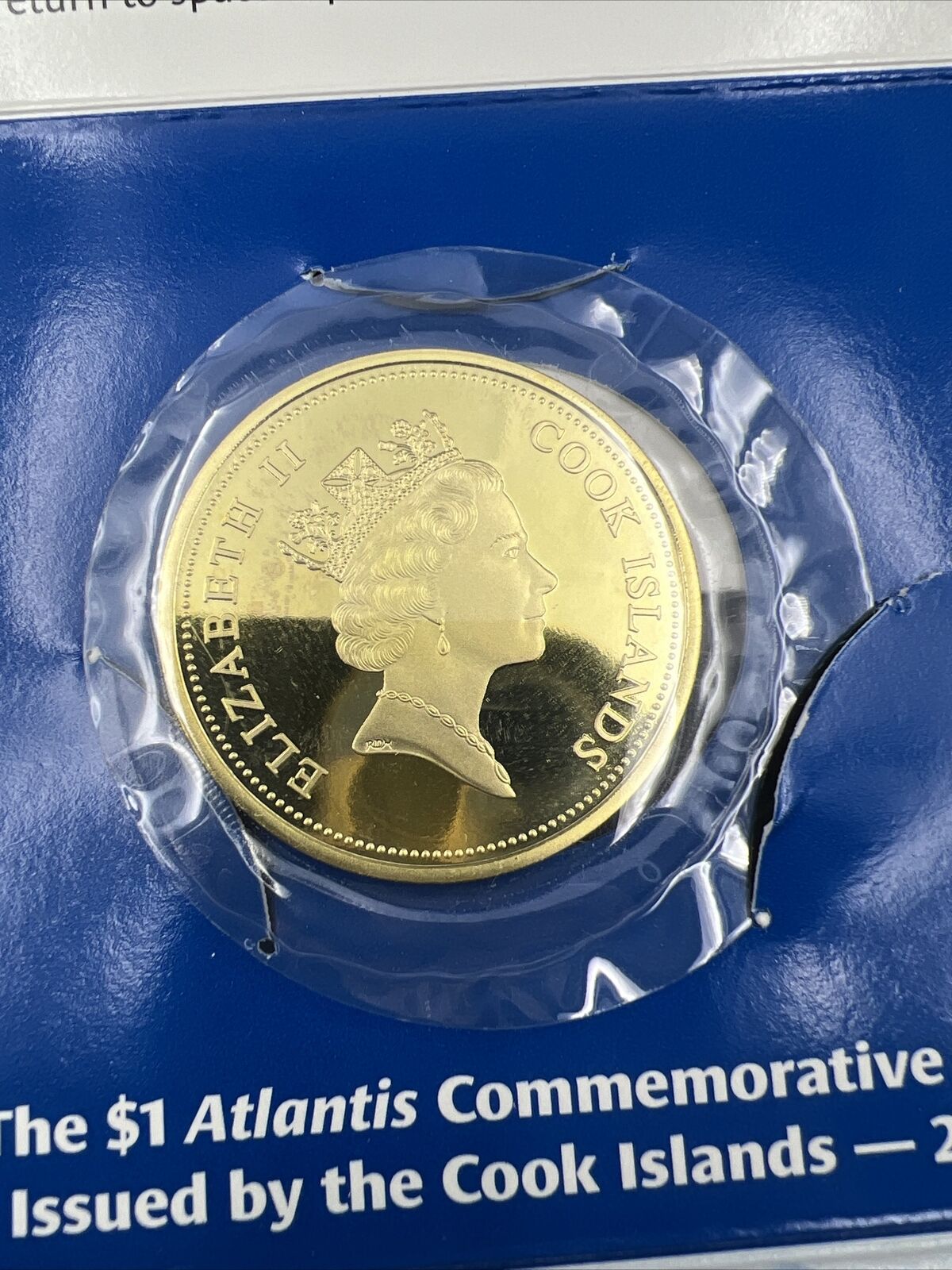 2005 Space Shuttle Atlantis Cook Islands 1 One Dollar Bronze Coin Proof Like