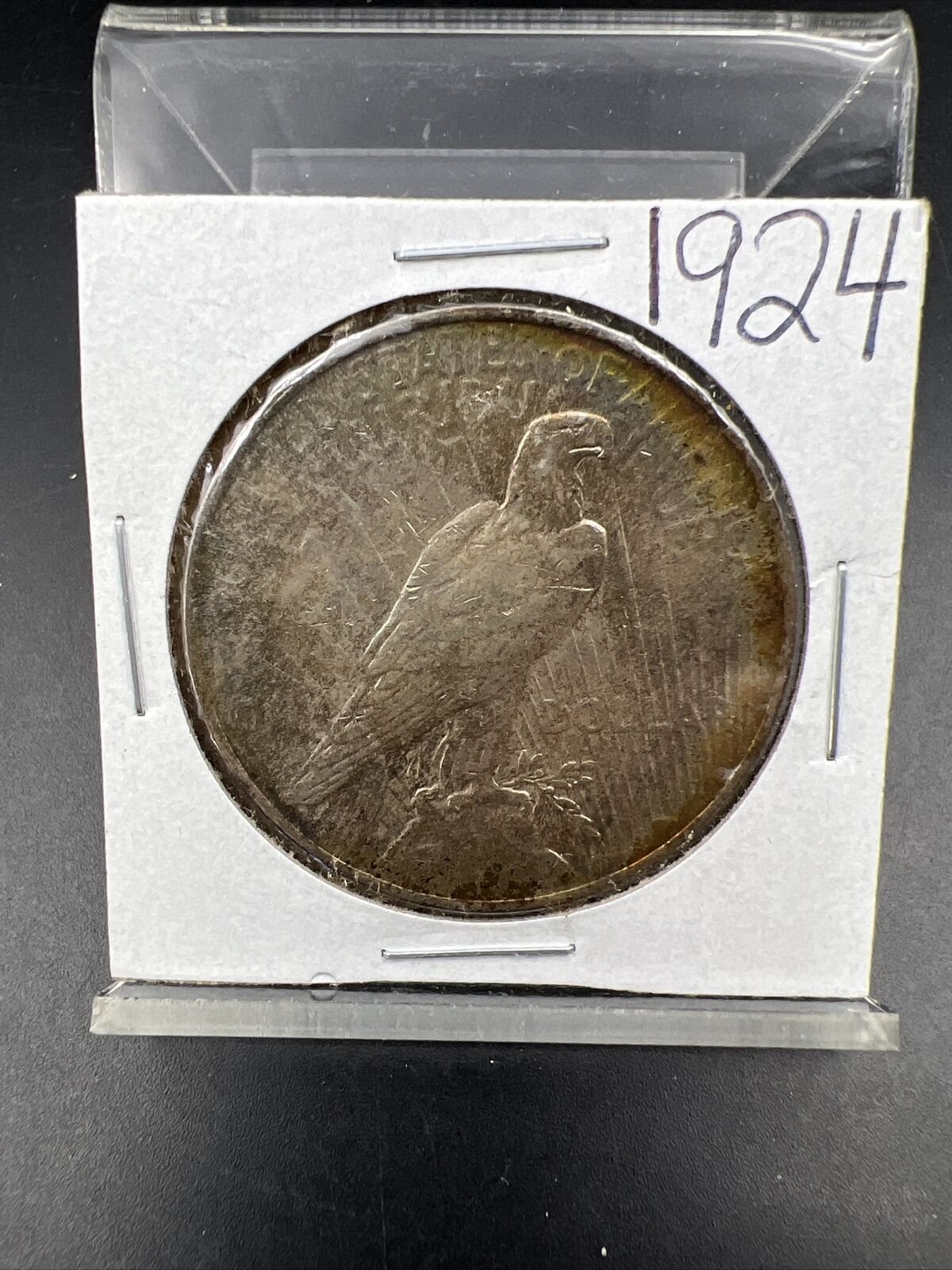 1924 P $1 Peace Silver Dollar Coin Choice VF Neat Toning Reverse