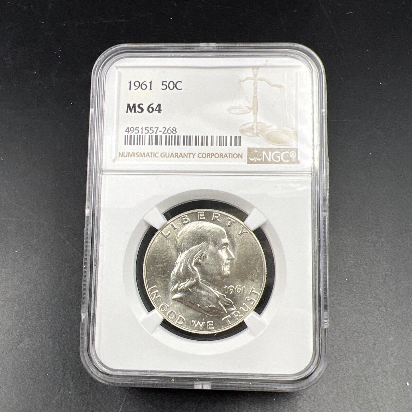 1961 P US Franklin Silver Half Dollar Coin NGC MS64 Choice BU Certified #268