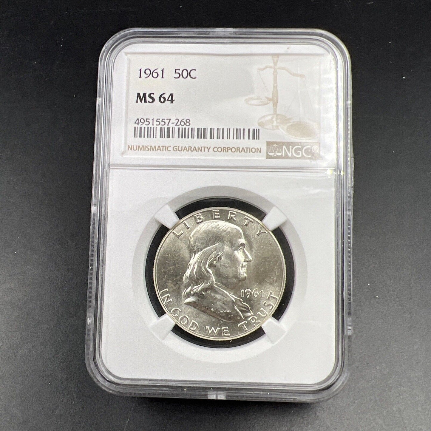 1961 P US Franklin Silver Half Dollar Coin NGC MS64 Choice BU Certified #268