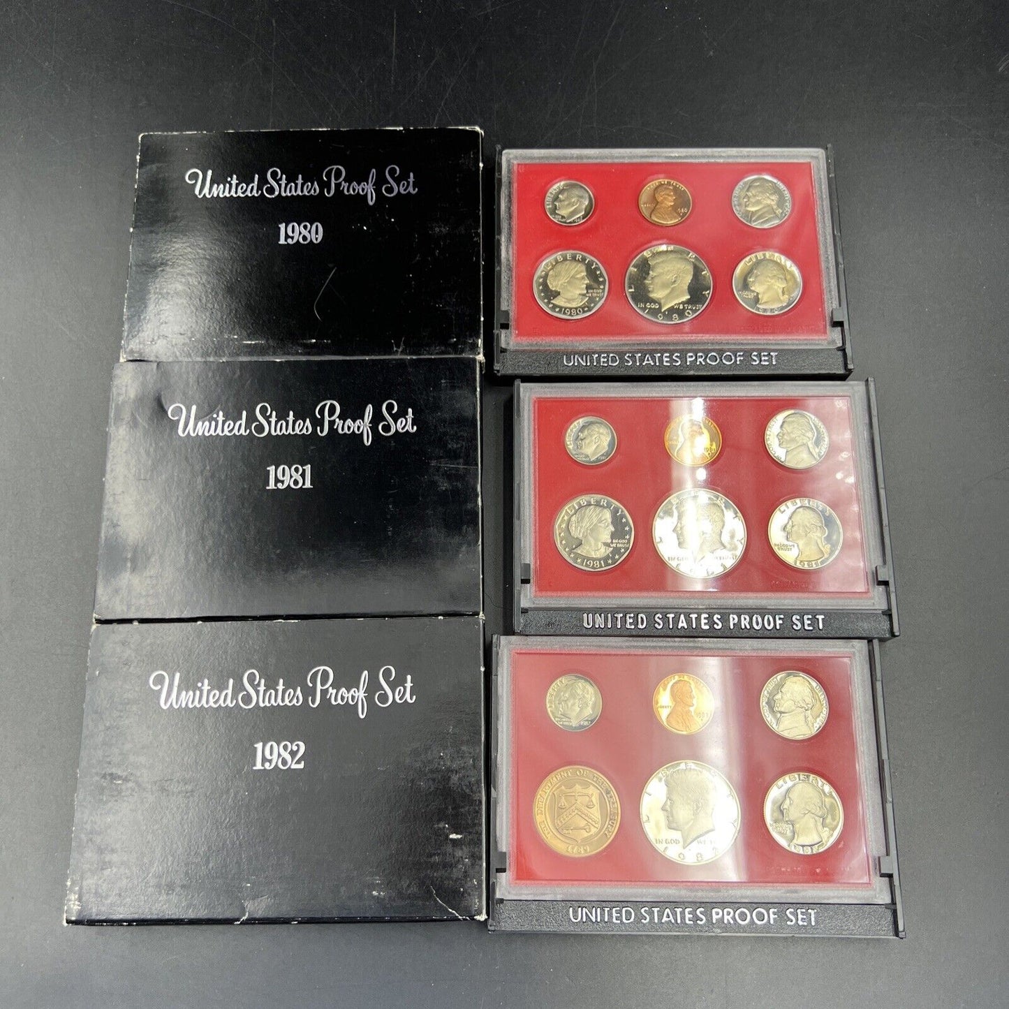 3 Set US OGP Clad Proof Set Lot Collection 1980 - 1982 S - 3 Total sets 17 Coins