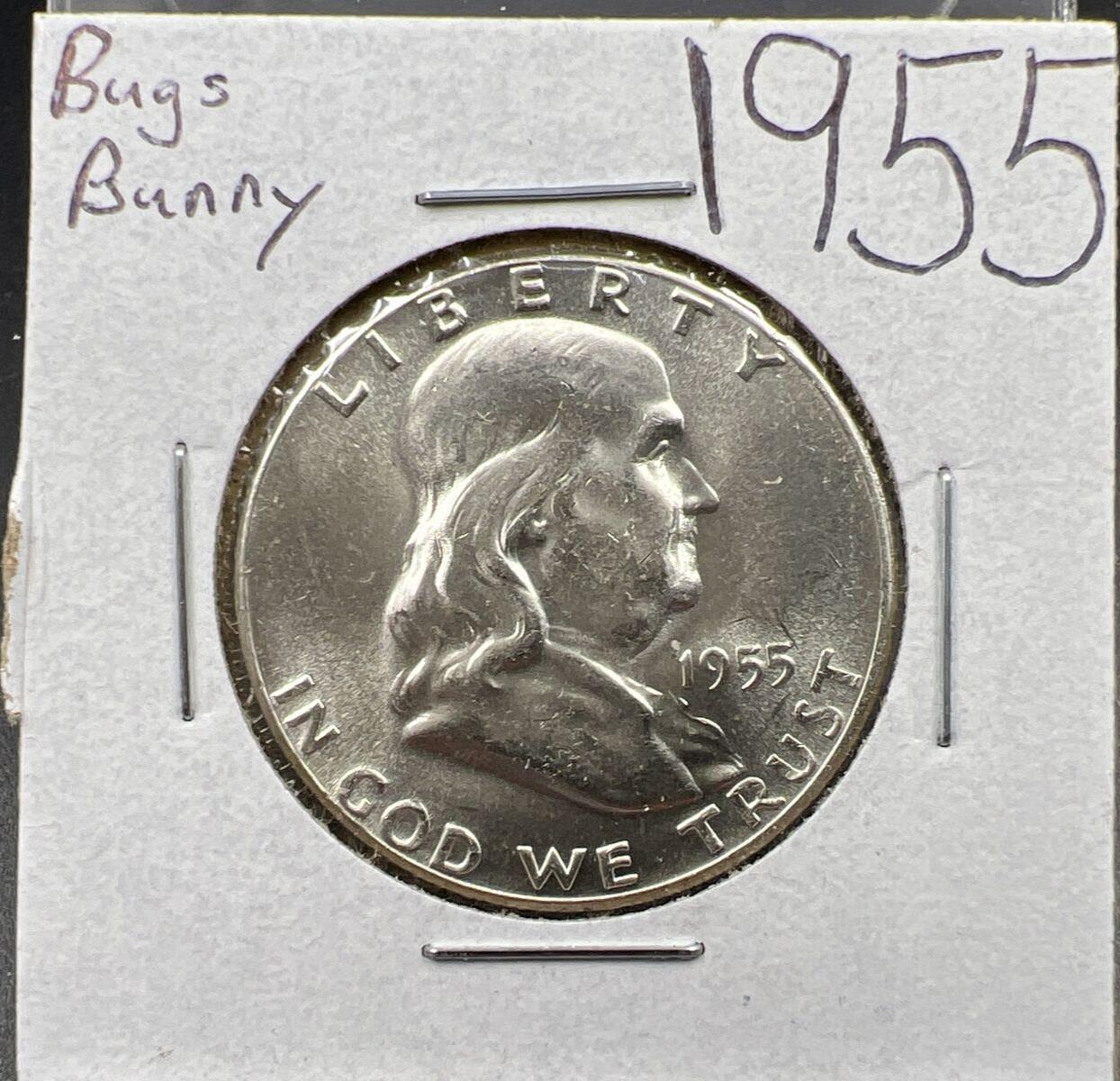 1955 P Franklin Half Dollar Choice BU Bugs Bunny Breen-5240 FS-401 Variety #24A