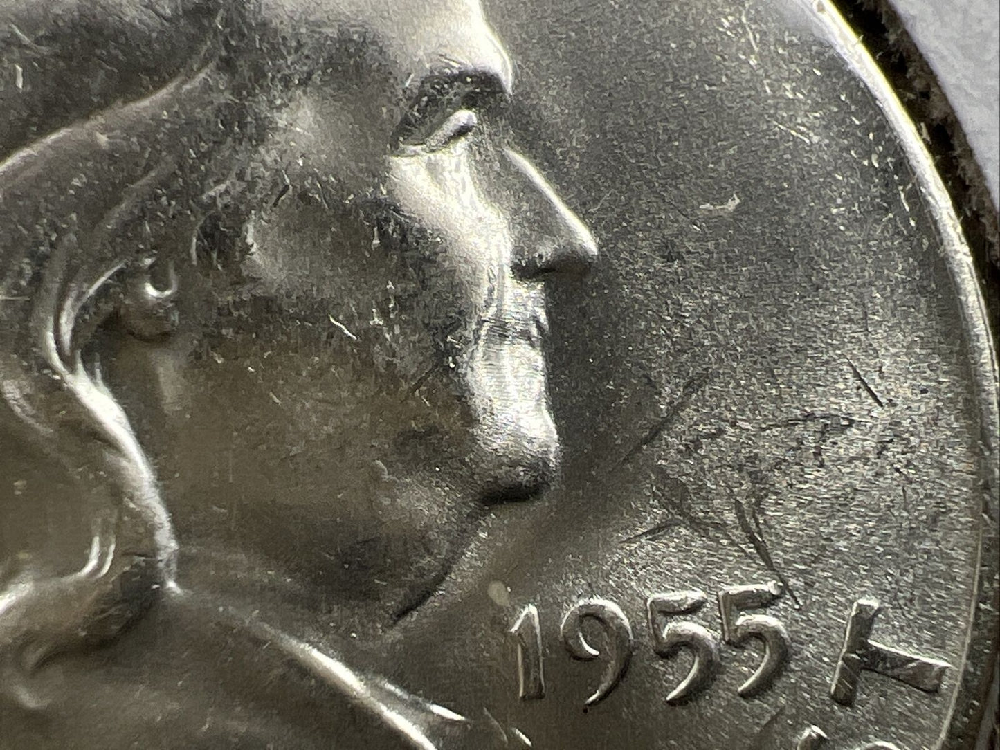 1955 P Franklin Half Dollar Choice BU Bugs Bunny Breen-5240 FS-401 Variety #24A
