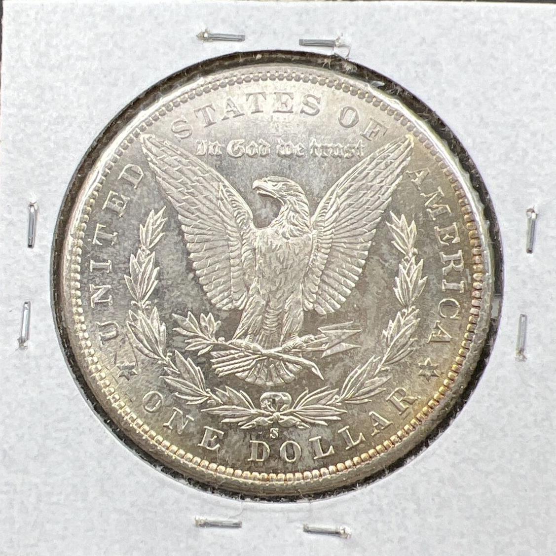 1881 S $1 Morgan silver Dollar Coin Choice AU About UNC Toned Obverse