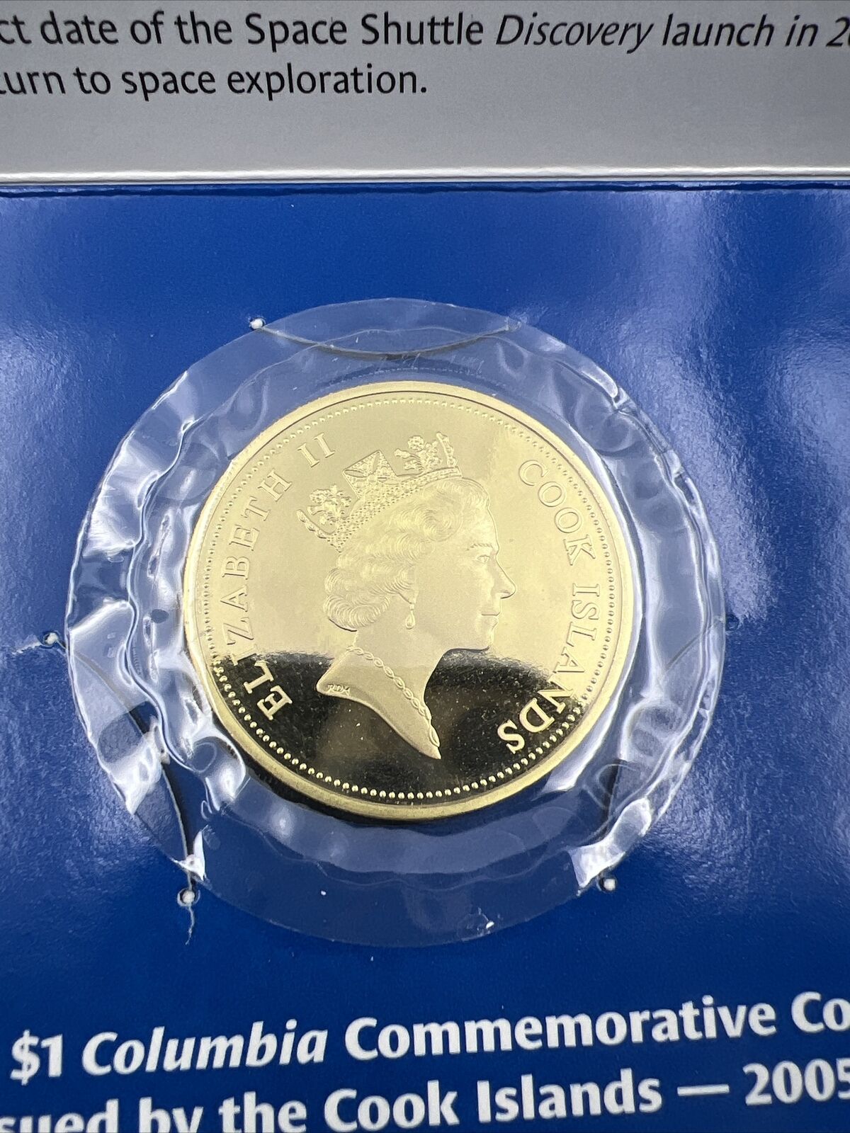 2005 Space Shuttle Columbia Cook Islands 1 One Dollar Bronze Coin Proof Like