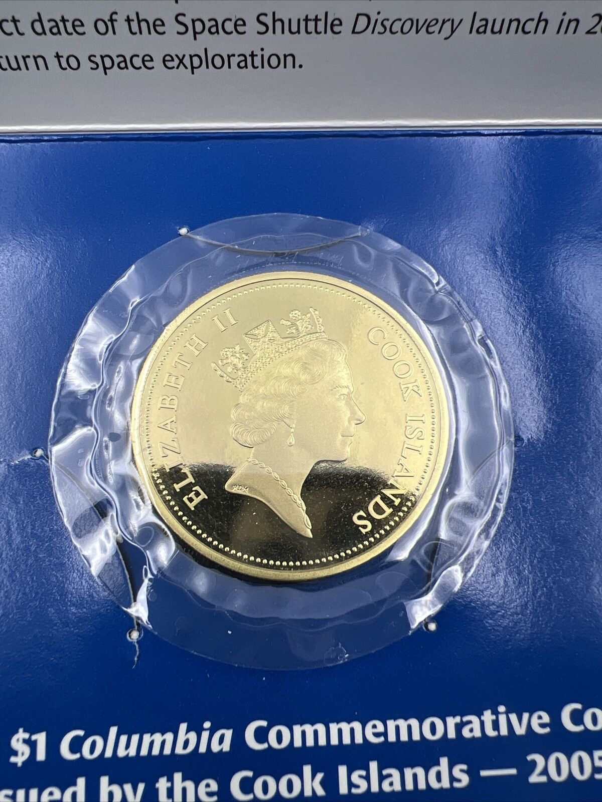 2005 Space Shuttle Columbia Cook Islands 1 One Dollar Bronze Coin Proof Like