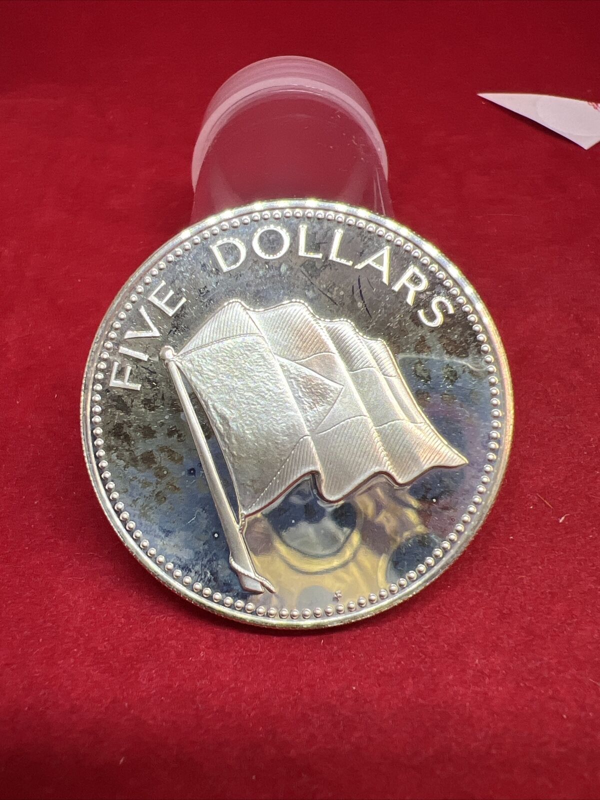 1979 FM Bahamas Five $5 Dollars Choice Proof Silver Coin Reeded Edge