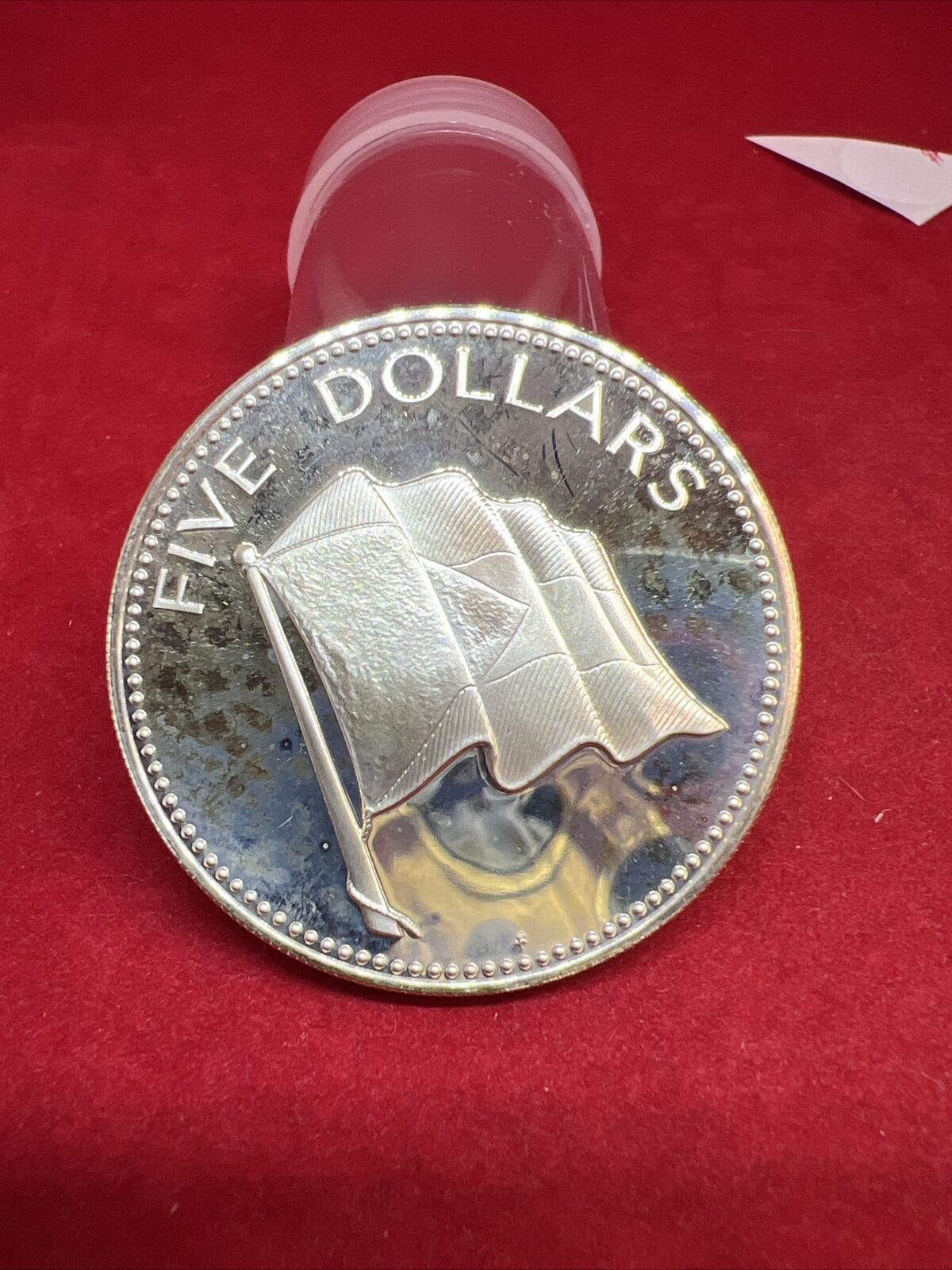 1979 FM Bahamas Five $5 Dollars Choice Proof Silver Coin Reeded Edge
