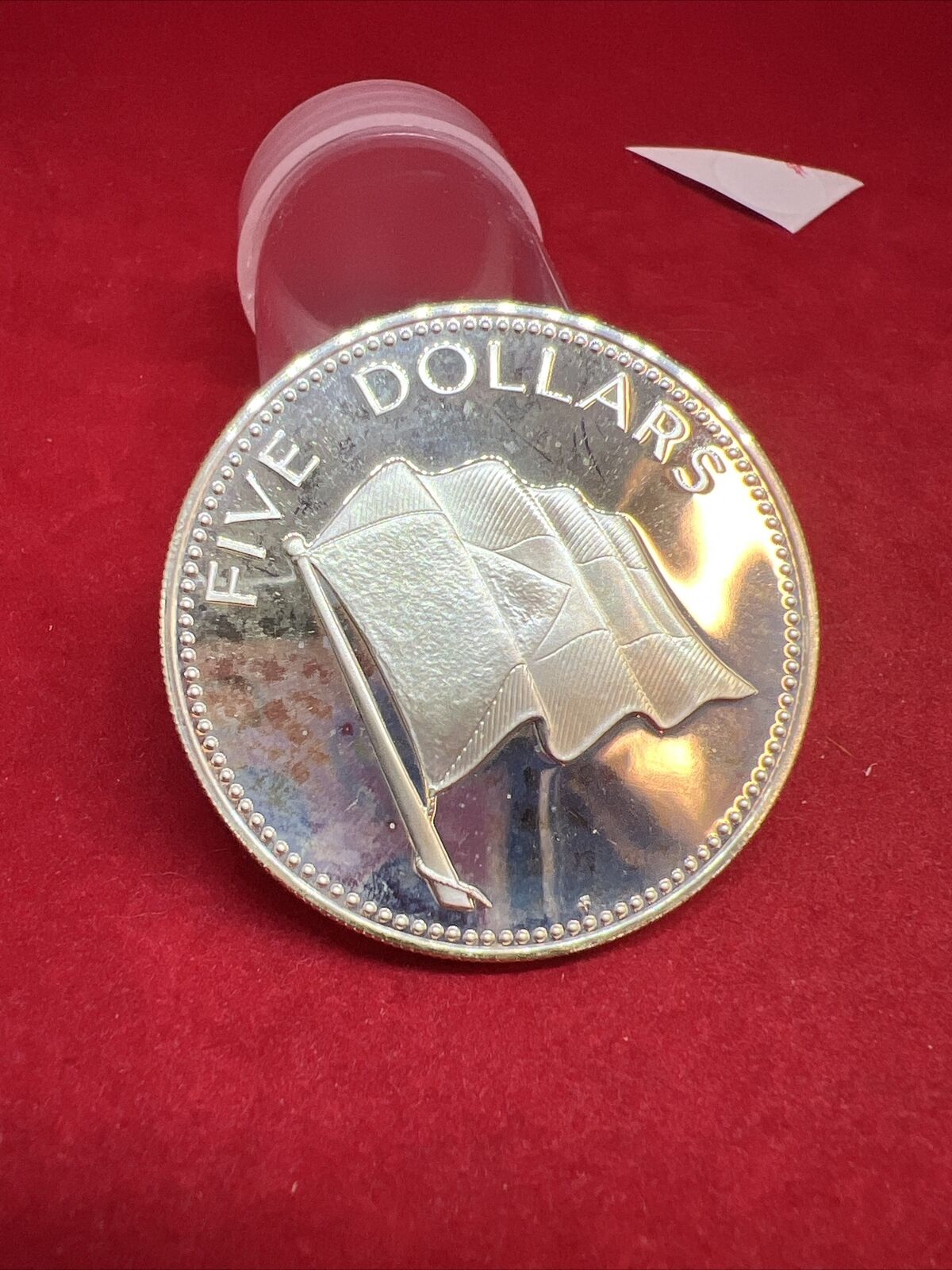 1979 FM Bahamas Five $5 Dollars Choice Proof Silver Coin Reeded Edge